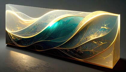 Translucent Resin Wave Panel with Glowing Edges