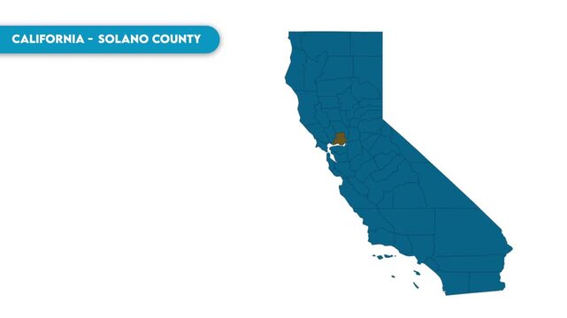 Solano County Map Video, California map, Political Map of California, national flag and borders, perfect for presentations, travel, education, geography, and global studies.