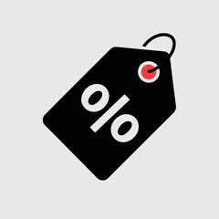 Black sale tag with a percentage symbol for discounts and promotions