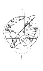 Paper airplane flying around world, global reach and travel, connecting the continents together