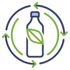 Recycling Bottle Leaf Loop Vector Icon