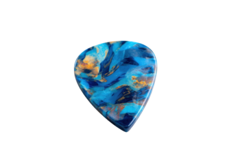 Blue Marble Guitar Pick on Transparent Background