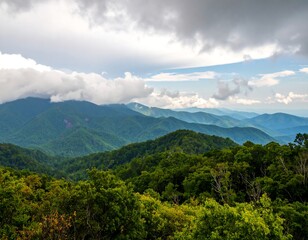 Mountain vista with clouds