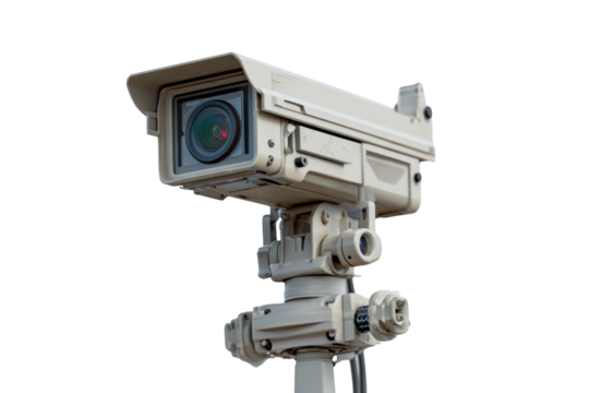 High-Tech Surveillance Camera on Transparent Background