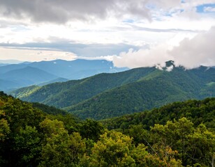 Fototapeta premium Mountain vista with lush greenery