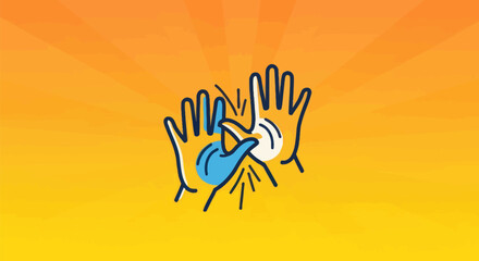 Illustration of two hands giving a high five celebrating success and teamwork.