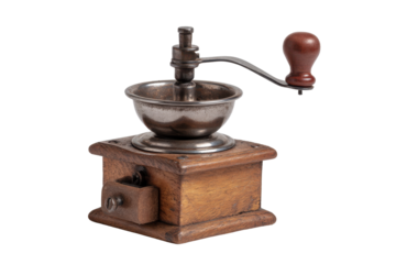 Vintage Hand Coffee Grinder on Transparent Background