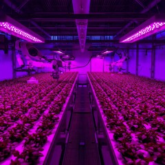 Smart vertical greenhouse with AI-managed crops under energy-efficient LED lighting