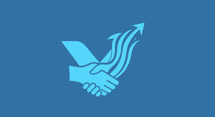 Business partnership and growth concept with handshake icon.