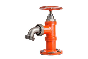 Orange Metal Hand Pump Faucet on Transparent Background