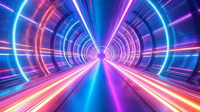 Neon futuristic tunnel background