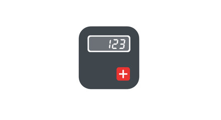 Minimalist dark gray calculator icon with digital display.