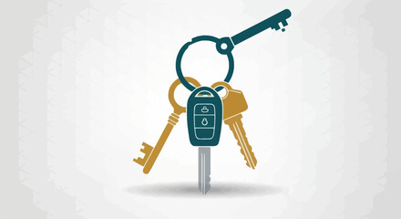 Car Key and Other Keys on a Keyring.