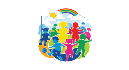 Naklejka premium Children Playing Outdoors.