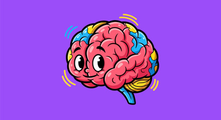 Happy and intelligent brain character cartoon vector art.