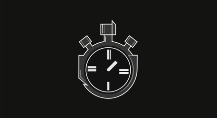 Stopwatch icon on black background representing time and precision.