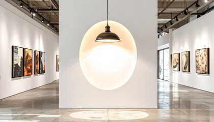 Oval Pendant Lamp Illuminating Gallery Wall