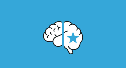 Human brain with star symbol representing intelligence and excellence.