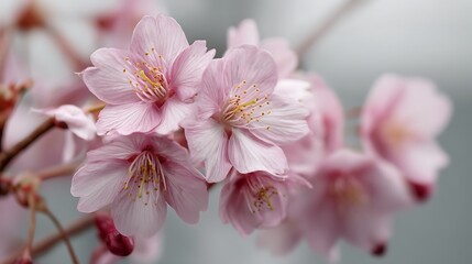 dainty flowering prunus with delicate roseate florets

