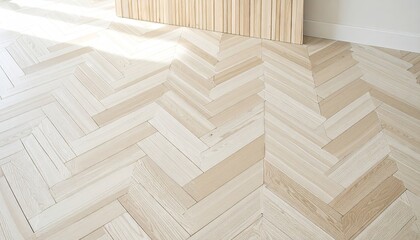 Beige Chevron Wood Floor Pattern With Soft Daylight