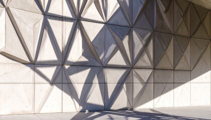 Geometric Concrete Wall with Shadow Patterns