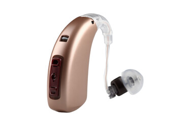 Modern Behind-the-Ear Hearing Aid on Transparent Background