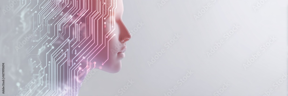 Aufkleber digital representation of artificial intelligence showcasing human-like features and circuit pattern