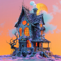 halloween castle on a hill