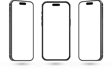 Realistic smartphone mockup vector. perspective mobile phone mockup, iphone with blank screen, Vector illustration 