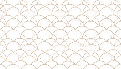 Seamless Scallop Wave Pattern, Minimalist Beige and White Curve Background