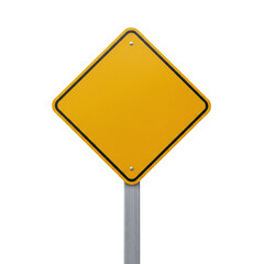 Blank yellow warning sign on a post © PNG Lab