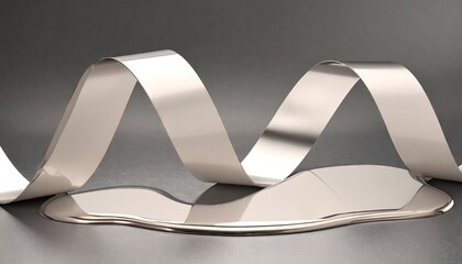 Silver Metallic Ribbon Loop Abstract S-Curve Design