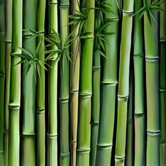 Fototapeta premium Lush green bamboo stalks in a serene setting