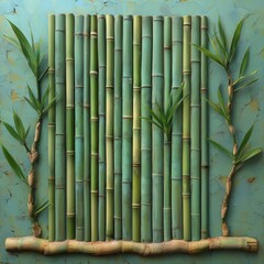 Decorative bamboo arrangement on textured background