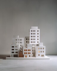 White Miniature City Model With Illuminated Buildings