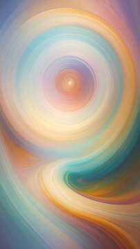 A dynamic abstract design features swirling, concentric circles of pastel hues, creating a captivating visual effect.