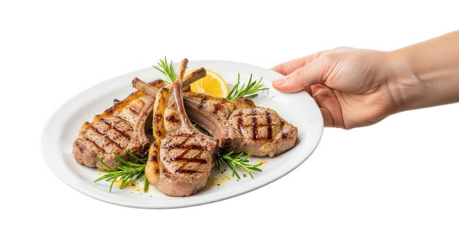 Grilled lamb chops recipe delicious and easy to make at home perfect for dinner party or special occasion on transparent background - Powered by Adobe