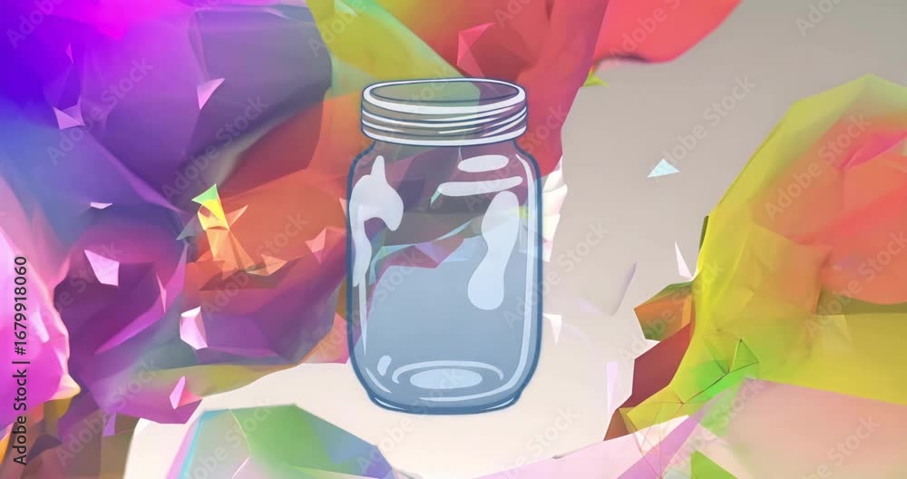 Poster at start, blobs in transparent jar shifting and merging, shapes pulsing, showing fluid motion