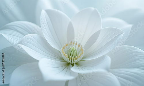 Elegant white flower macro close-up with soft light, abstract floral beauty.