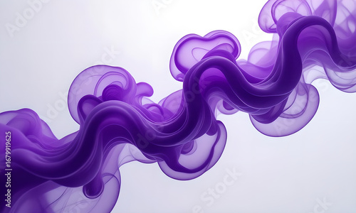 Abstract Purple Smoke Flowing Gently on White Background, Elegant and Modern