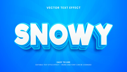 editable text effect snowy 3d style premium vector 