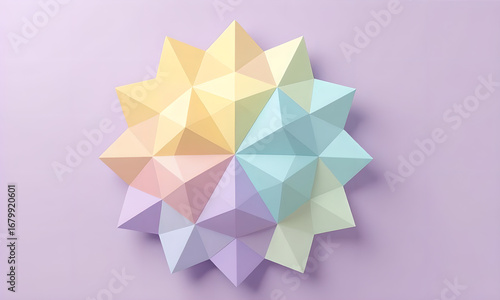 Pastel Geometric Star on Lavender Background: Abstract Design for Creative Projects