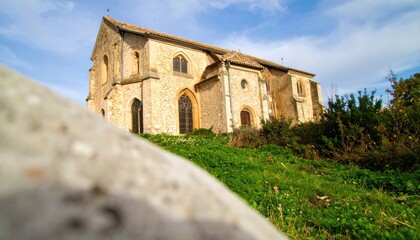 Ancient Stone Church on a Hillside