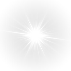 Star and light stream burst in a flash of glowing sparkles. Sunrise glow spreads across a luminous horizon.