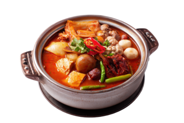 Spicy Asian Hot Pot on Transparent Background