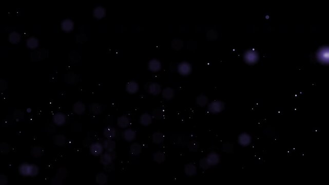 Abstract purple particles on black background creating a celestial or dreamy ambience