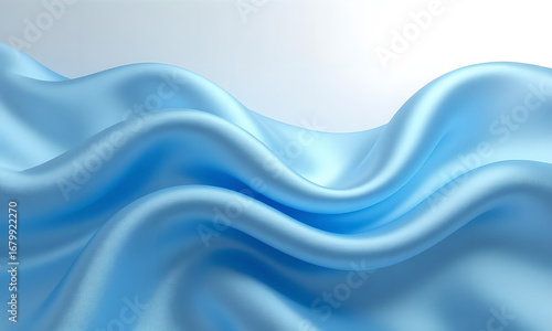 Elegant Blue Silk Fabric Waving, Luxurious and Soft Background Texture
