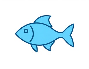Fototapeta premium A serene cyan fish icon swimming in simplicity, showcasing sleek design and aquatic charm
