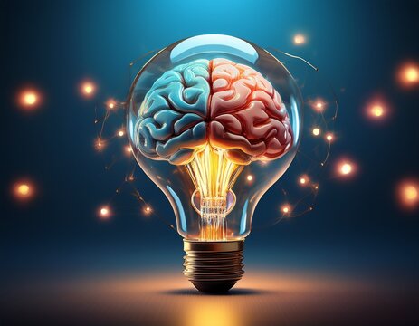 light bulb with brain design creativity ideas modern thinking and critical thinking related concept