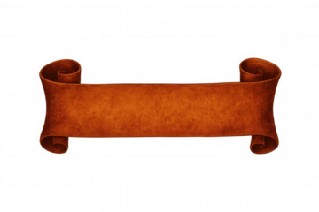 Vintage ribbon banner curling at edges, presenting classic design element against transparent backdrop